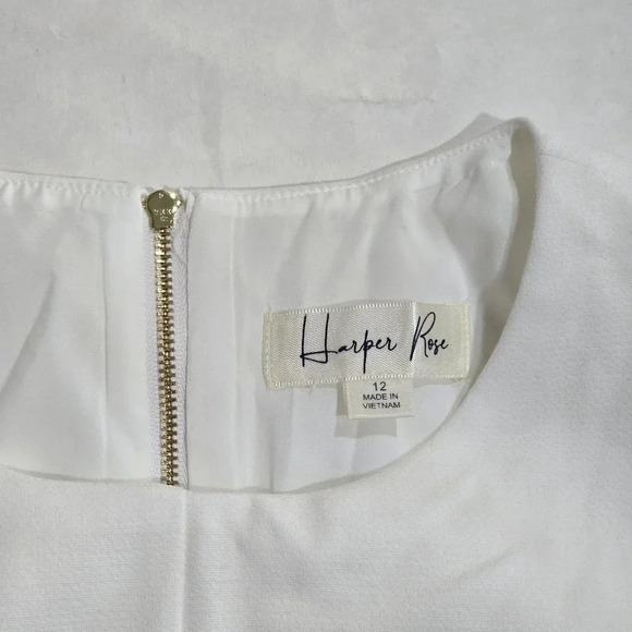 HARPER ROSE Womens Ivory Scuba Crepe Short Sleeve Fit + Flare Dress Size 12 - Picture 9 of 12